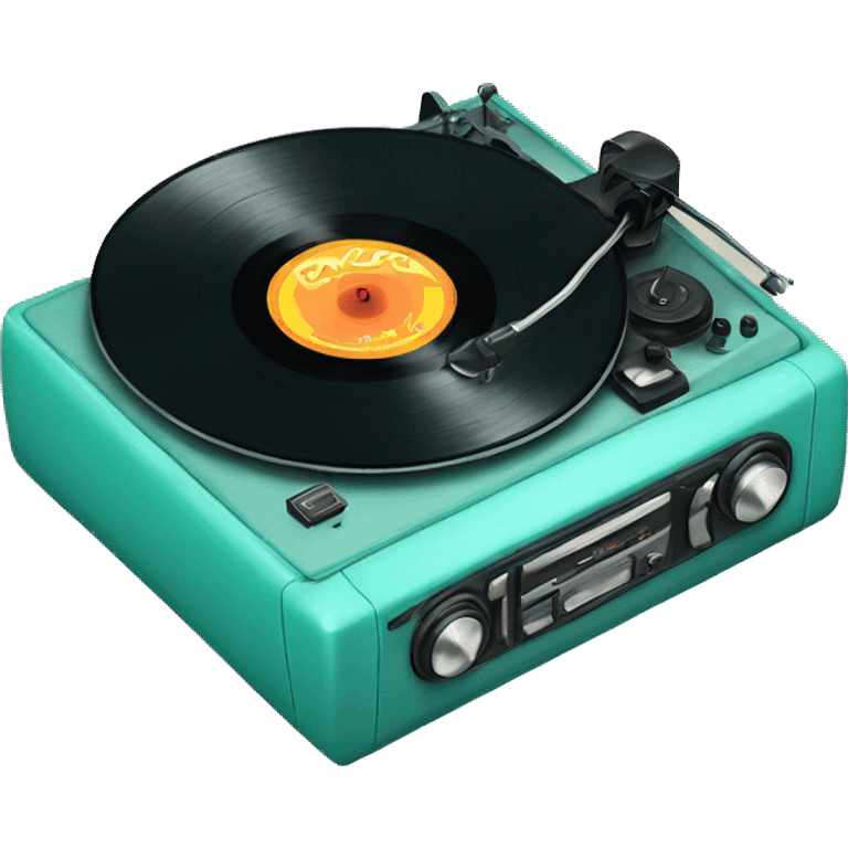 Light teal record player black vinyl emoji