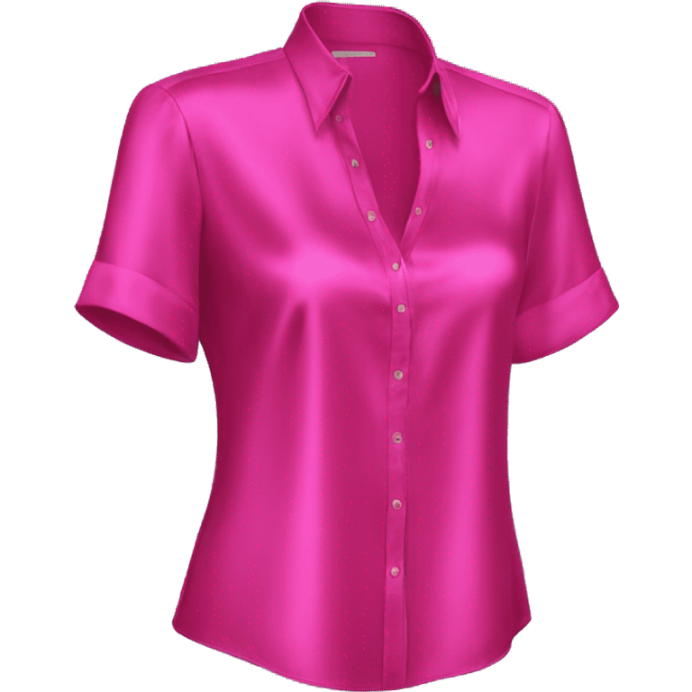 Realistic isolated side view of a hot pink silk short sleeve blouse. emoji