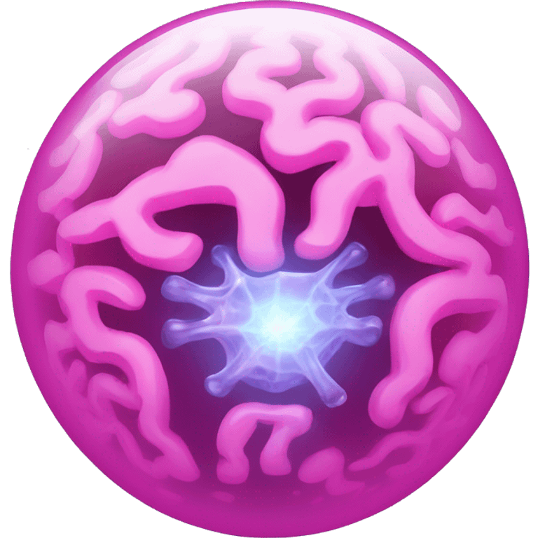 A glowing crystal ball with a human pink brain inside. emoji