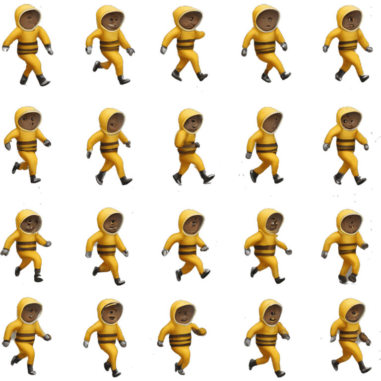 man in bee keeper suit running emoji