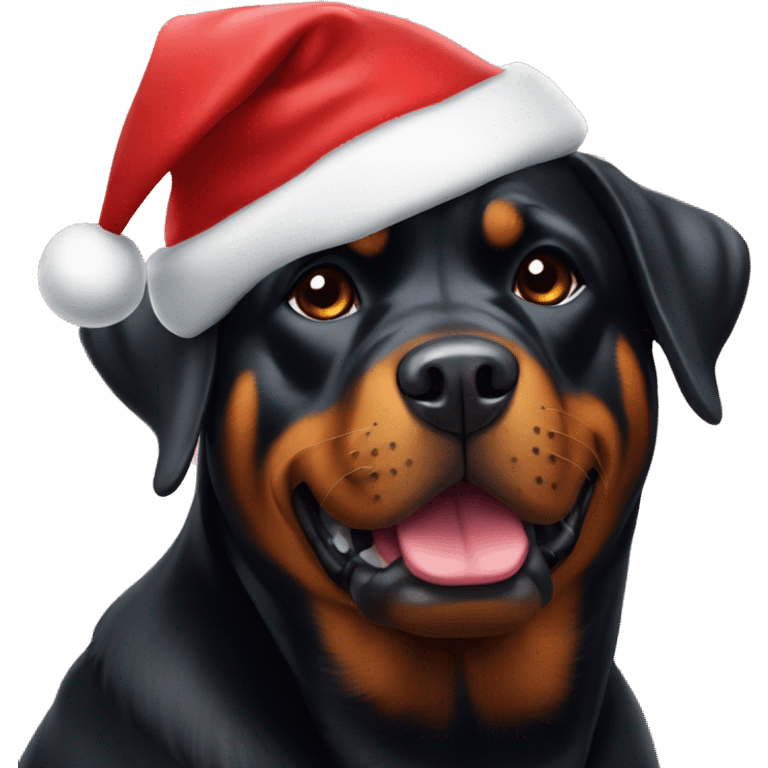 Rottweiler with a Santa hat  emoji