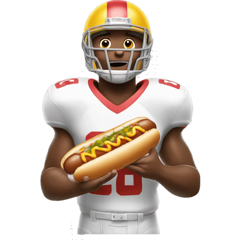 Football player with hot dog in hand  emoji