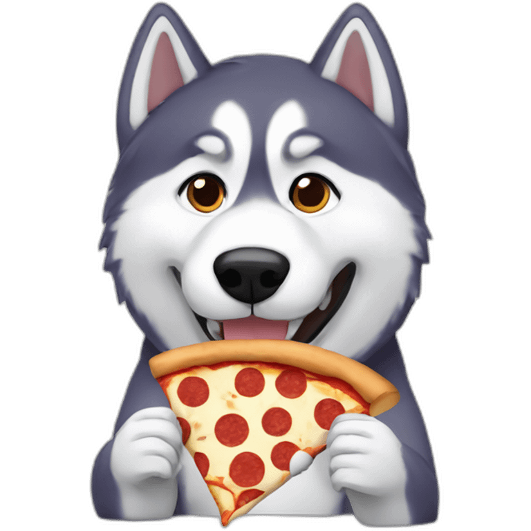 Husky eating pizza emoji