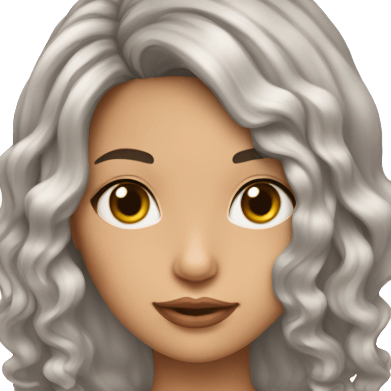 mujer joven piel morena clara con cabello ondulado emoji