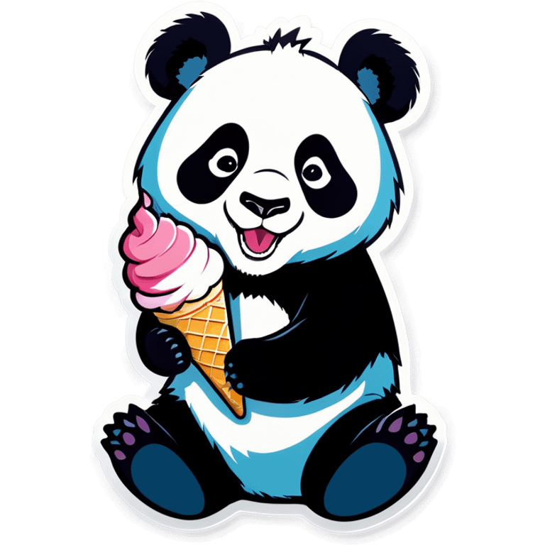 Panda eating ice cream emoji