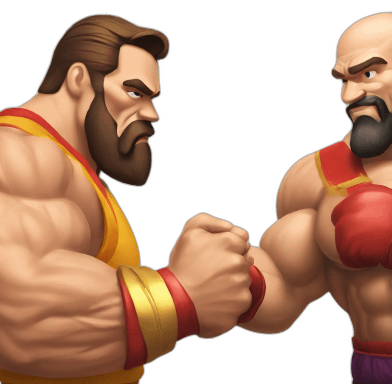 Arnold Schwarzenegger and zangief shaking hands emoji