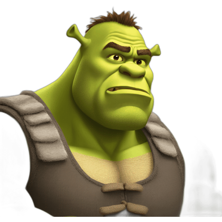 muscular shrek staring with tension emoji