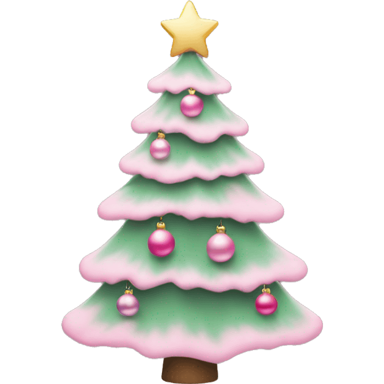 Christmas tree with pastel pink ornaments  emoji