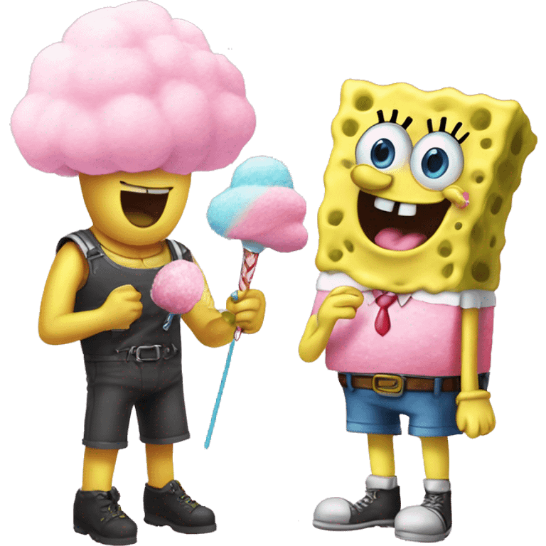 SpongeBob and Patrick eating cotton candy emoji