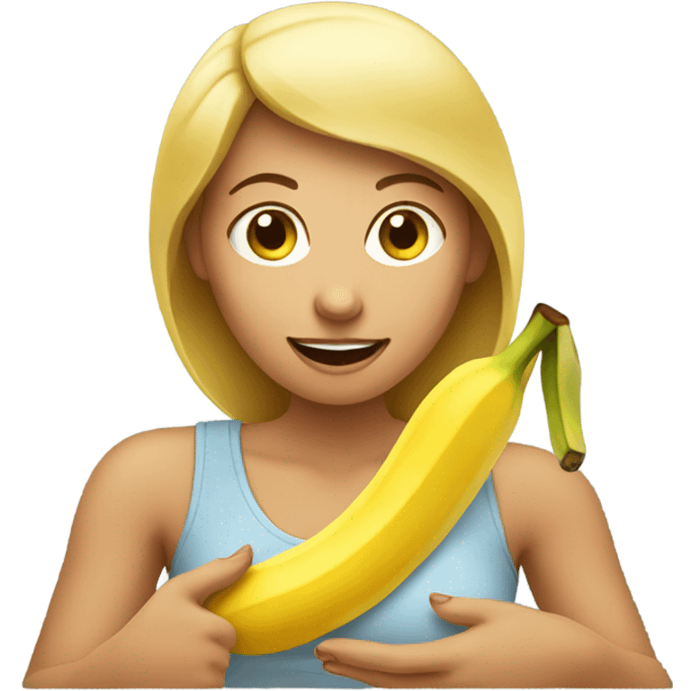 Woman eating banana emoji