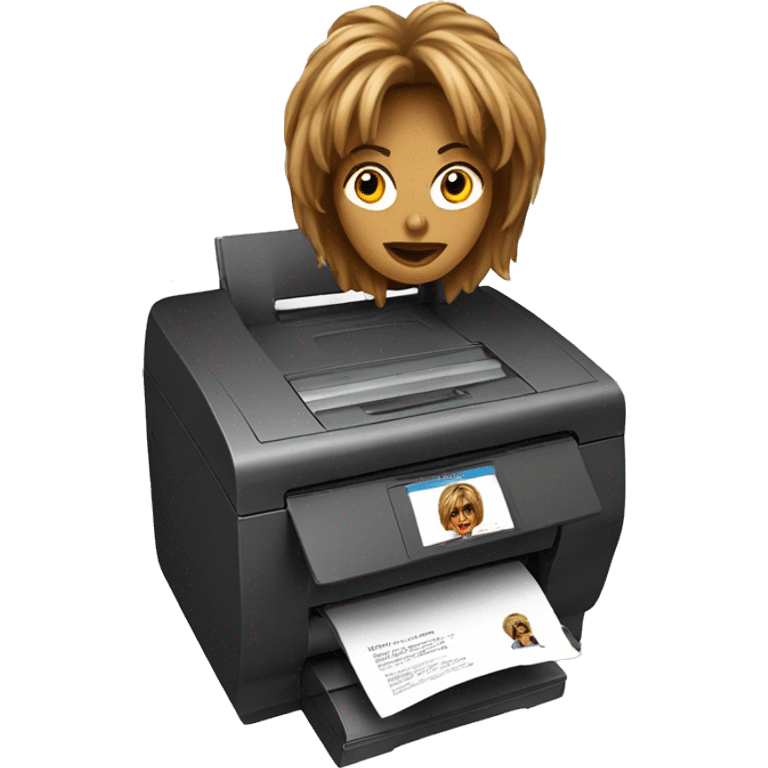 Tina turner on top of a printer emoji