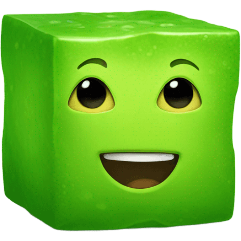 Cube shaped lime emoji