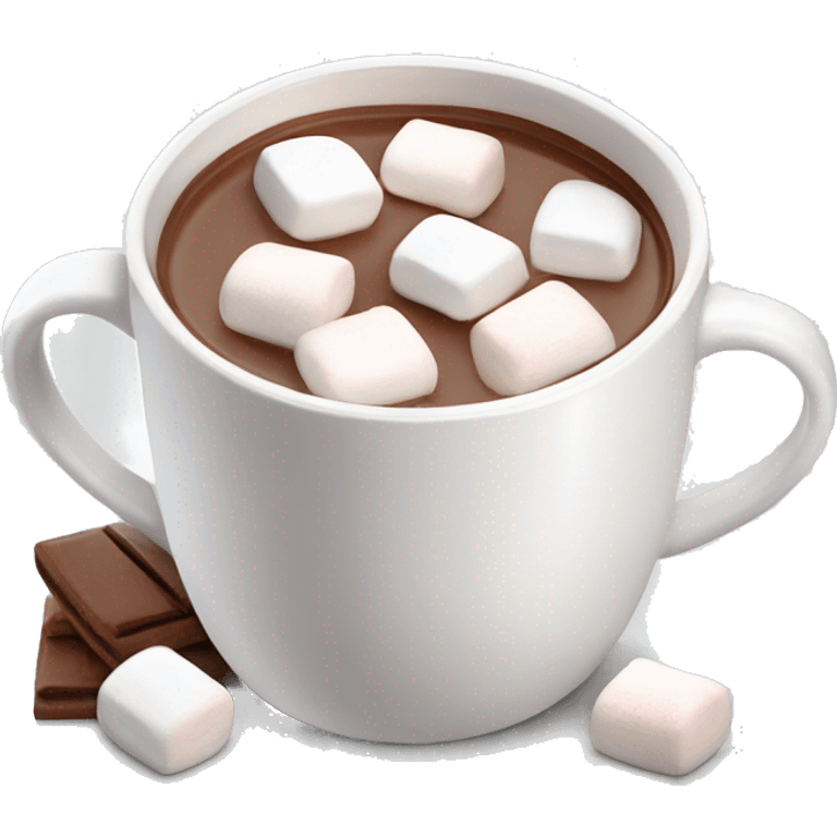 Light white mug of hot chocolate with marshmallows  emoji