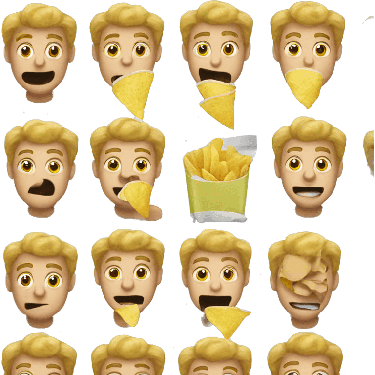 Man eating chips emoji