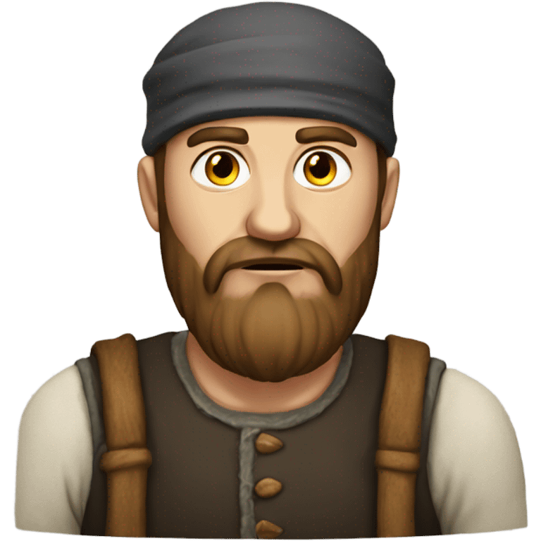 Russian peasant with a beard photorealistic serious emoji