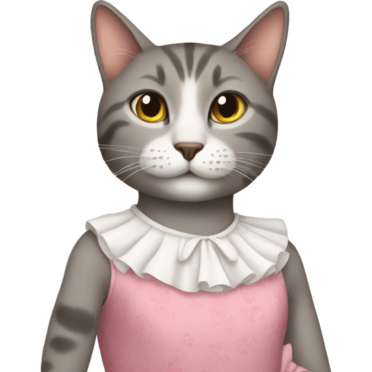 Cat wearing dress emoji