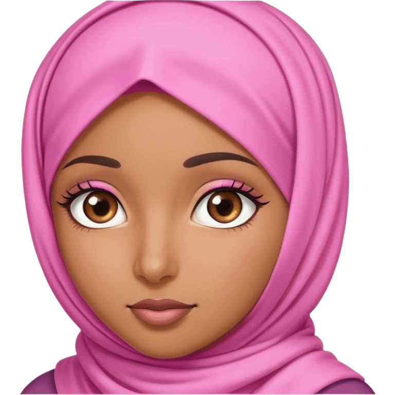 brown girl wearing pink hijab long eyelashes  emoji