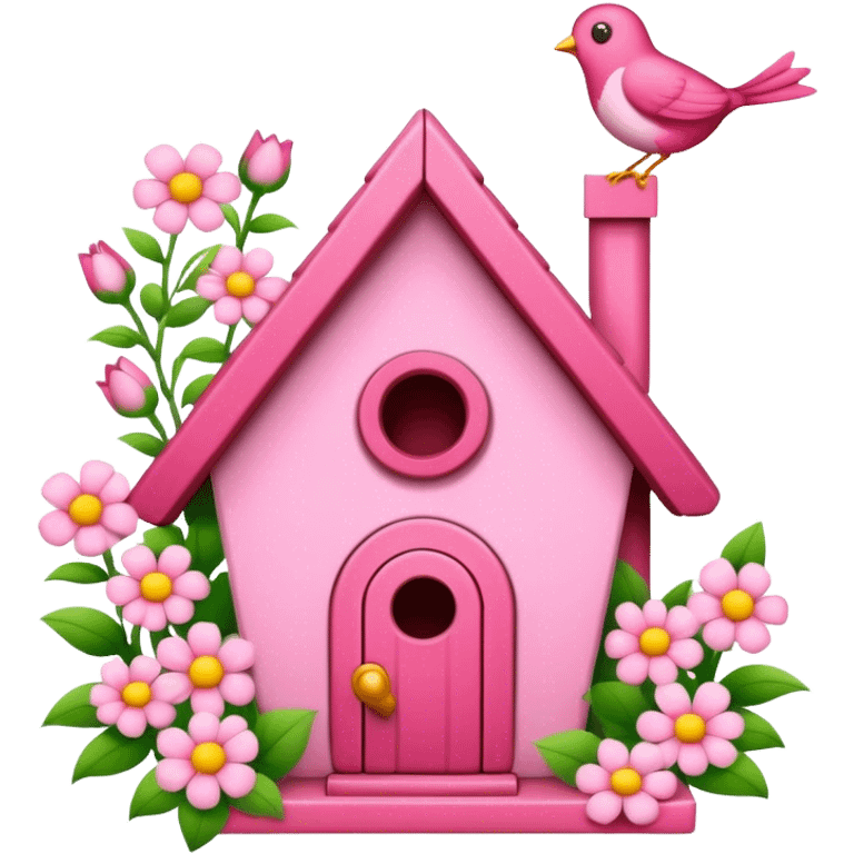 pink bird's house with flower emoji