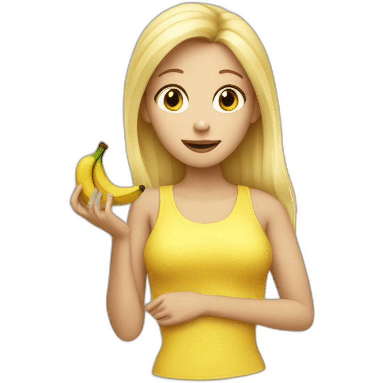 Blonde woman eating a banana emoji