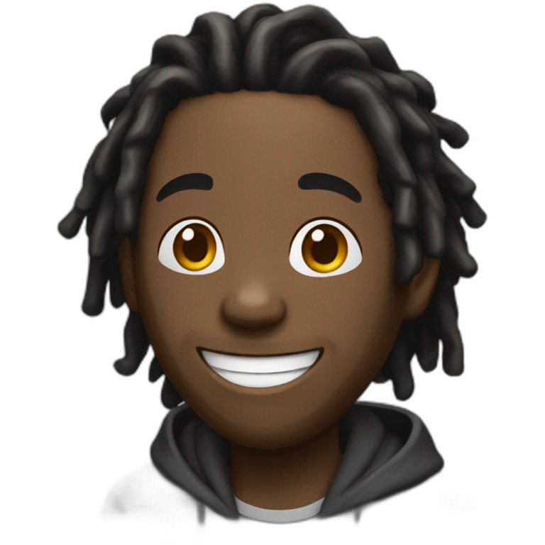 Black man with dreadlocks and hoodie laughing emoji