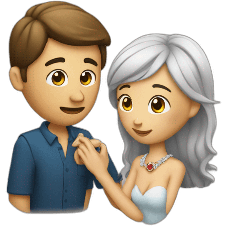 UN HOMME QUI MET UNE BAGUE DANS LE DOIGT de la femme emoji