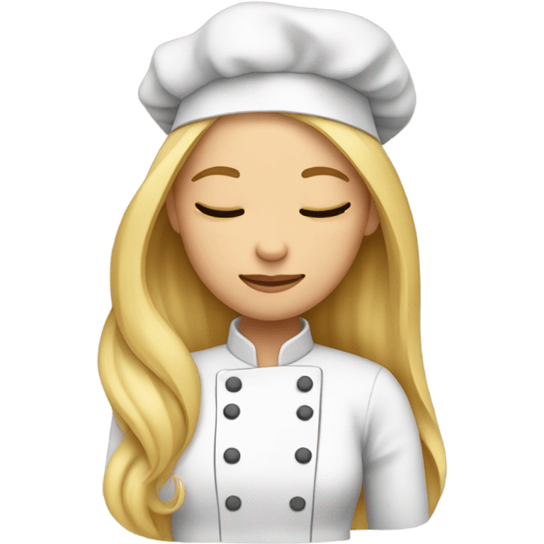 Female chef with long blonde hair sleeping emoji