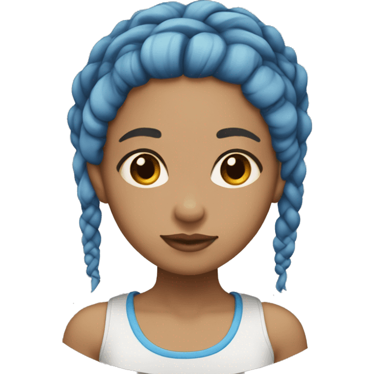 Light skin girl with blue braids brown eyes  emoji