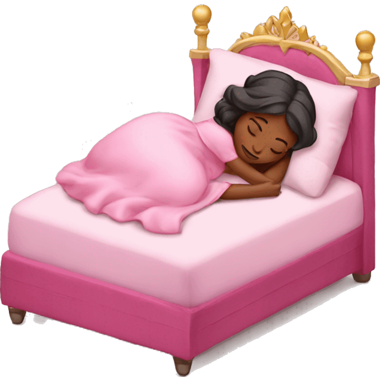 Sleeping princess in pink bed  emoji