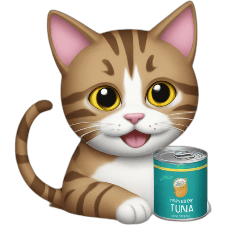 A tabby cat eating can of tuna emoji