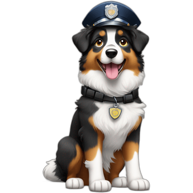 australian Shepherd in Police Uniform standing on Two paws emoji