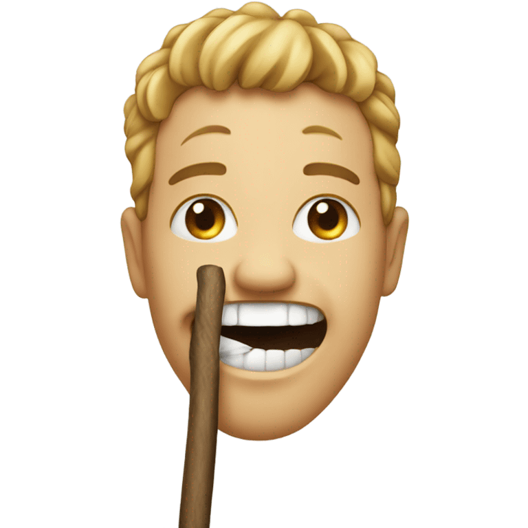 A face with a stick in its mouth emoji