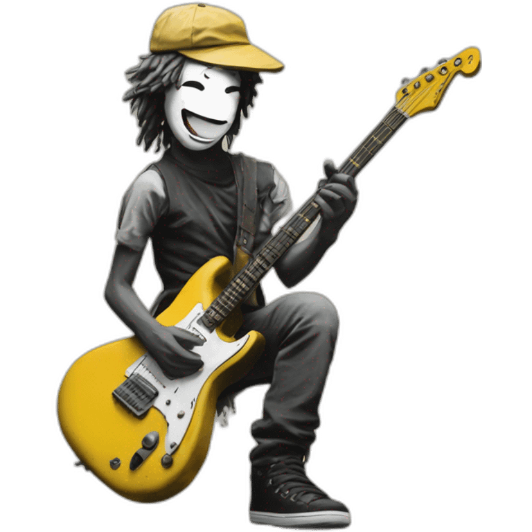 Paint style guitarist by Banksy emoji