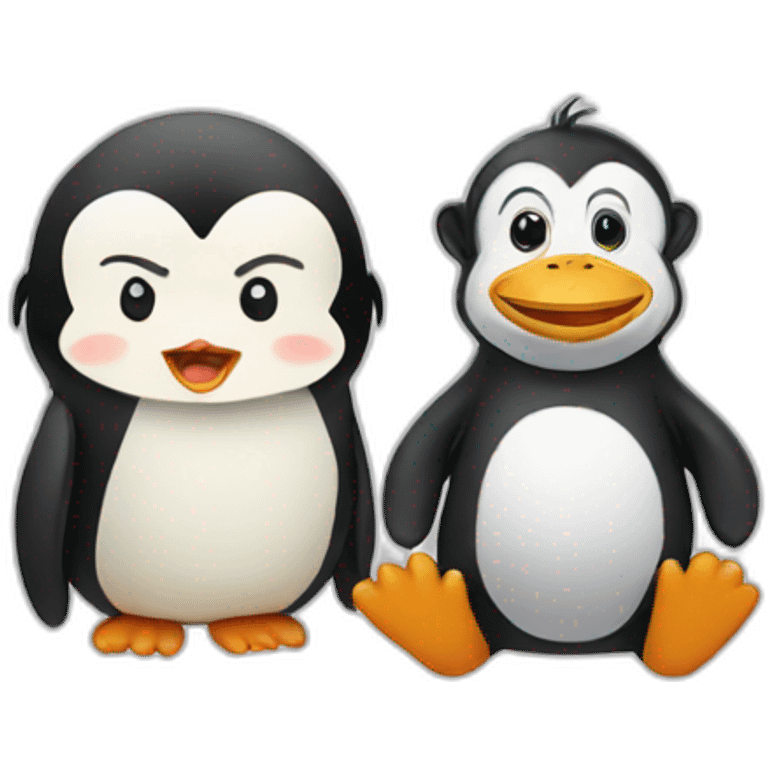 penguin and monkey emoji