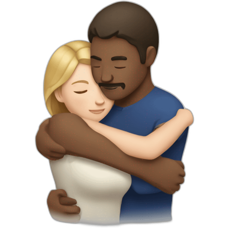 Metis Man and white woman hug love emoji