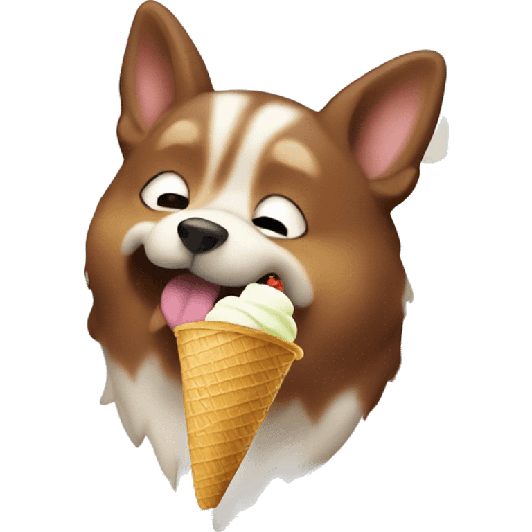 brown dog corgy eating ice cream emoji