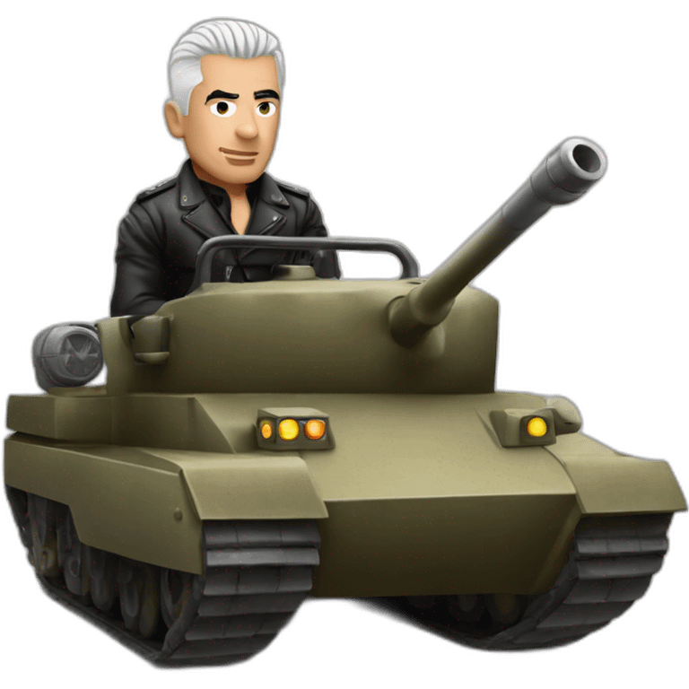 Till Lindemann ridding a tank emoji