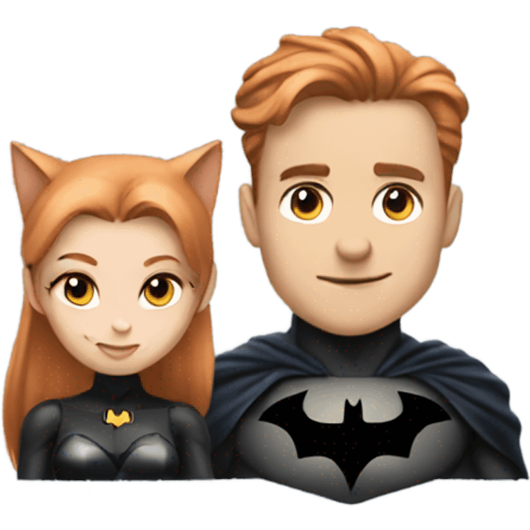 batman with cat women that had copper hair couple emoji