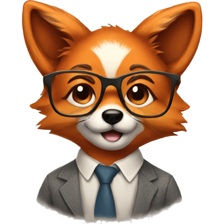 A cute fox with glasses  emoji