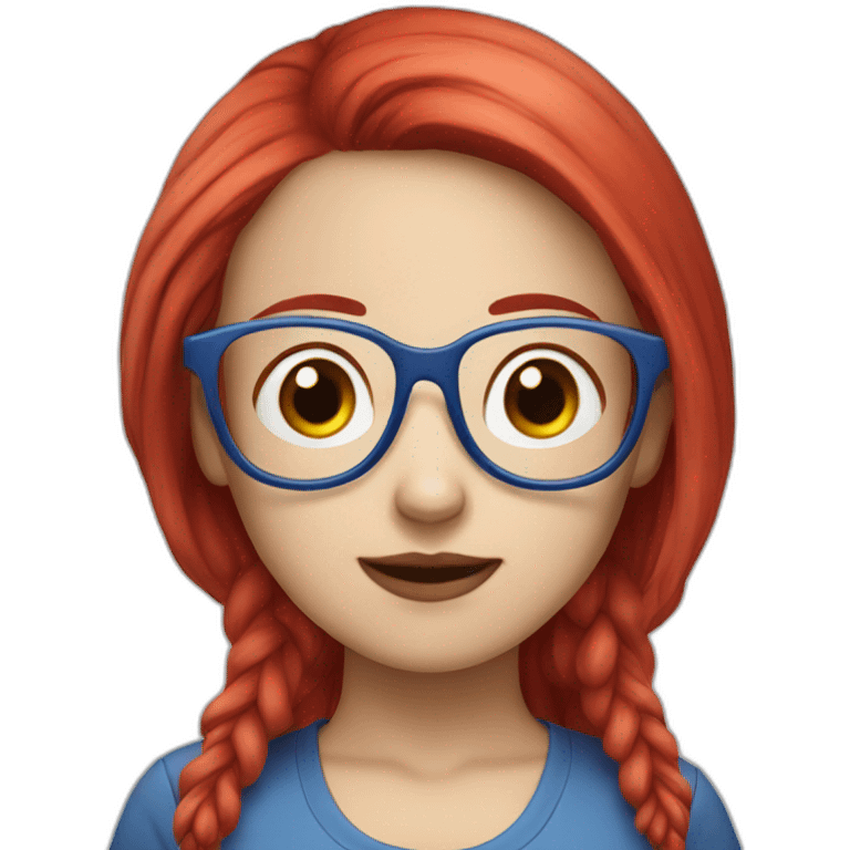 woman Chinese Red and blue hair glasses emoji