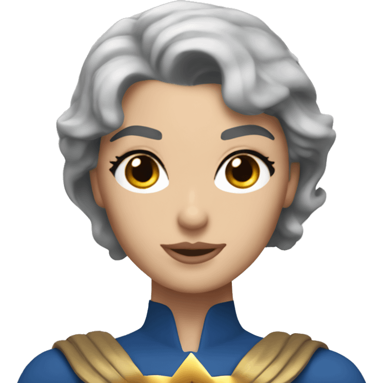 wonder Woman with short grey hair and blue eyes emoji