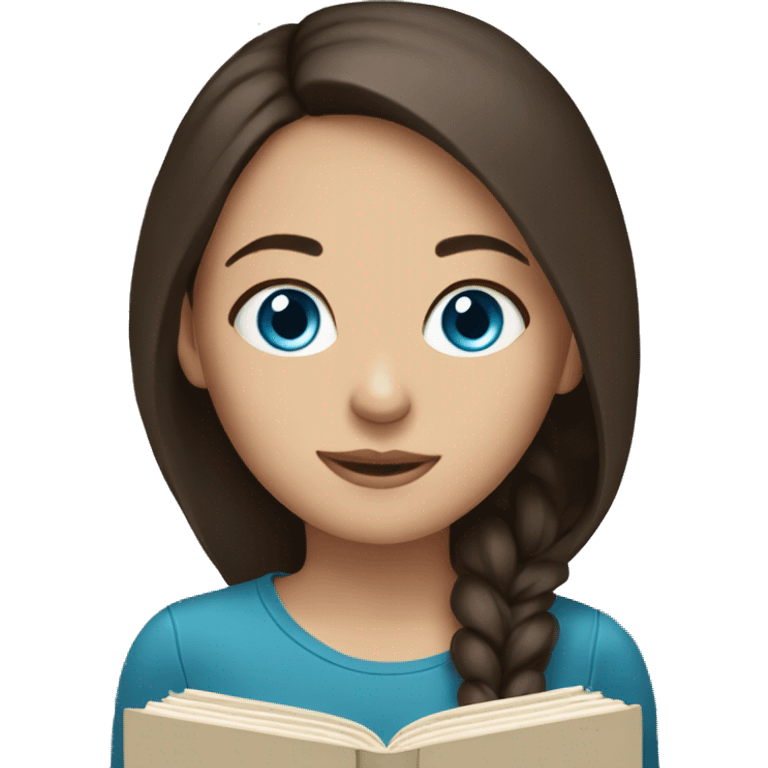 Brunette girl with Blue eyes and a book emoji