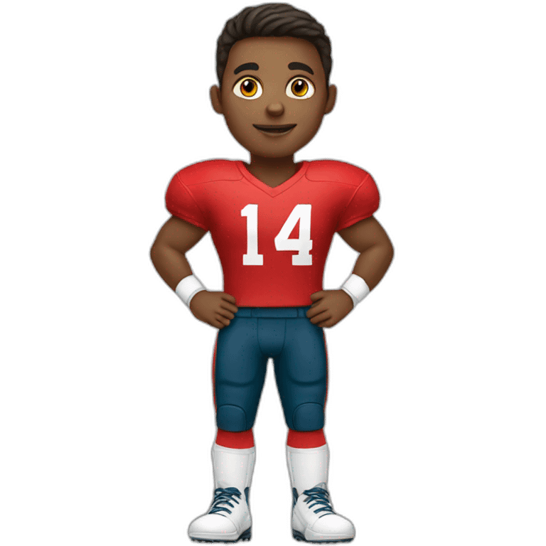 Young football player in red t-shirt emoji