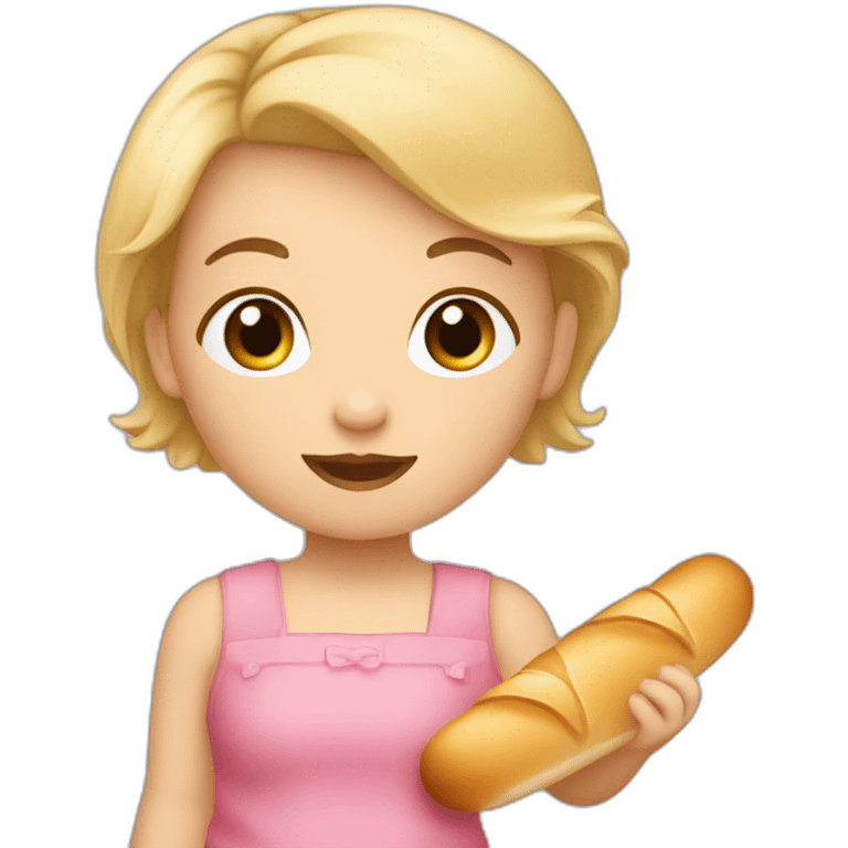 Bébé fille blonde avec baguette de pain  emoji