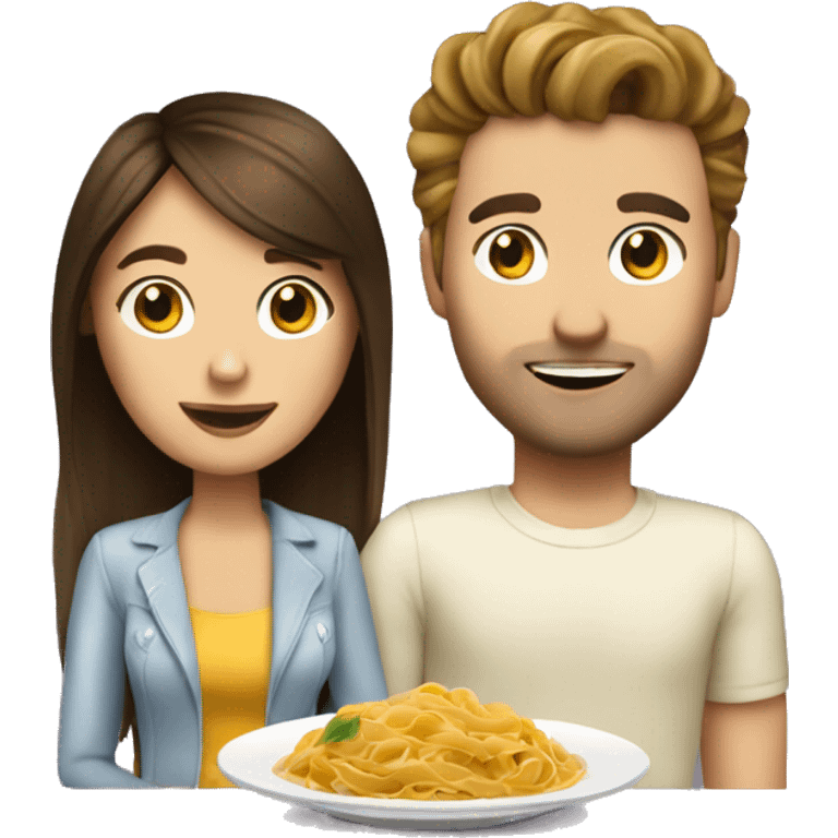 Date night with pasta 2 white people with brunette hair emoji