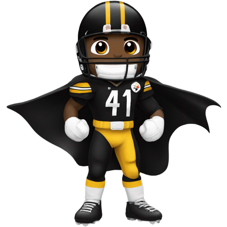 Pittsburgh Steelers player in uniform with black cape. emoji