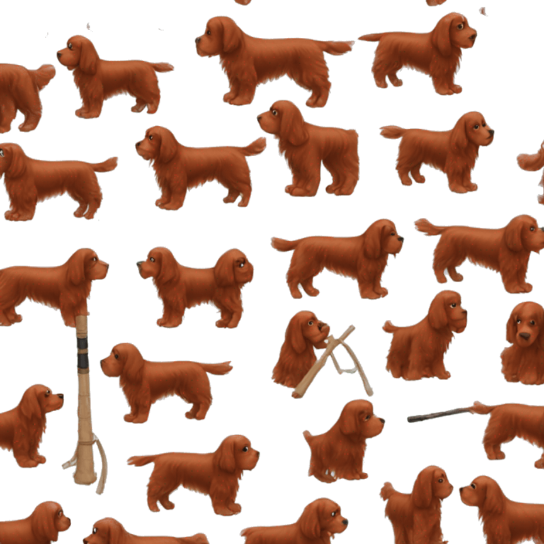 Red setter with walking stick emoji