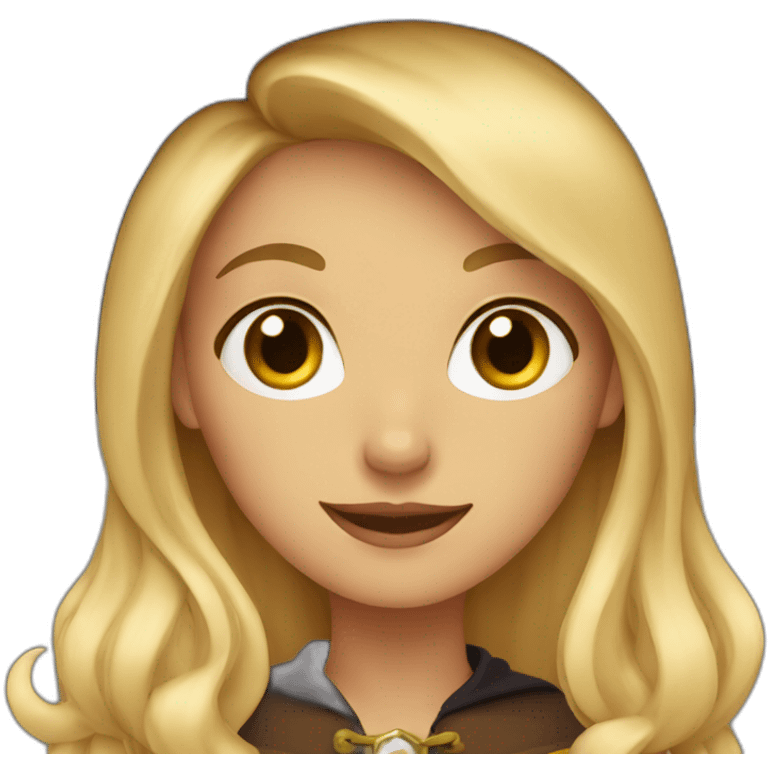 blonde with brown eyes, with a witch hat on her head emoji