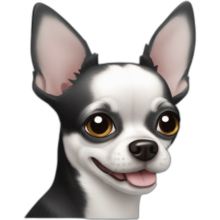 black chihuahua with a white spot in its mought emoji