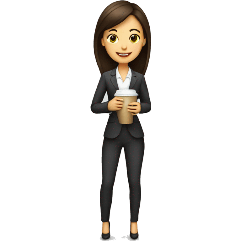 Business marketing full body girl holding coffee emoji