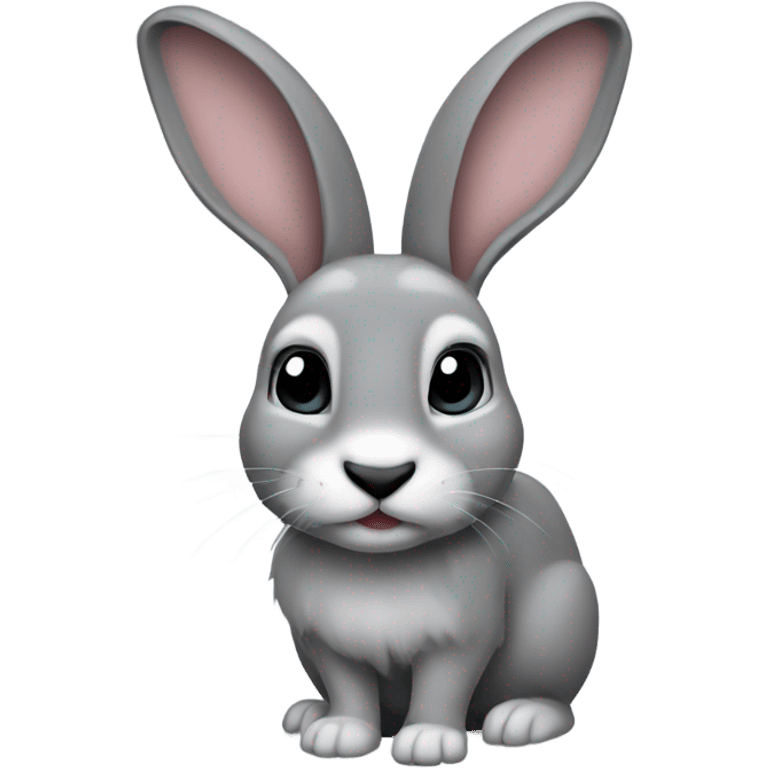 Rabbit with dark gray ears and black nose and gray tail emoji